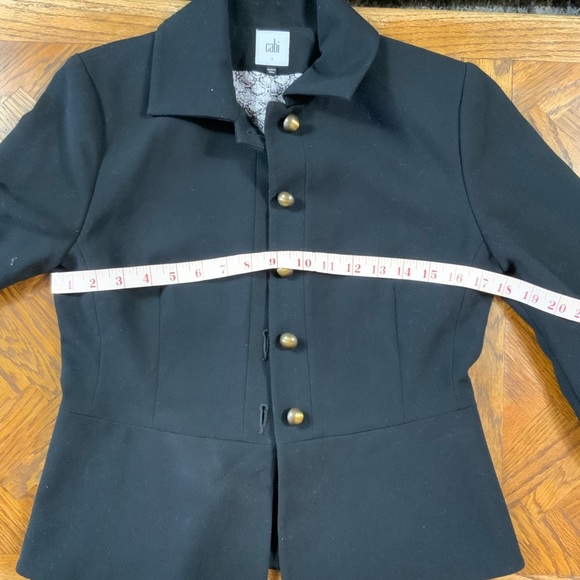 CAbi Abbott Blazer Jacket Black Ponte Knit Button 3/4 Puff Sleeve 3027 Size 4 - Picture 11 of 13